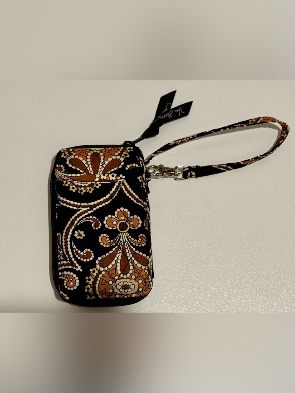 Vera Bradley Wristlet ID & Card Holder – Brown Tan Floral Paisley